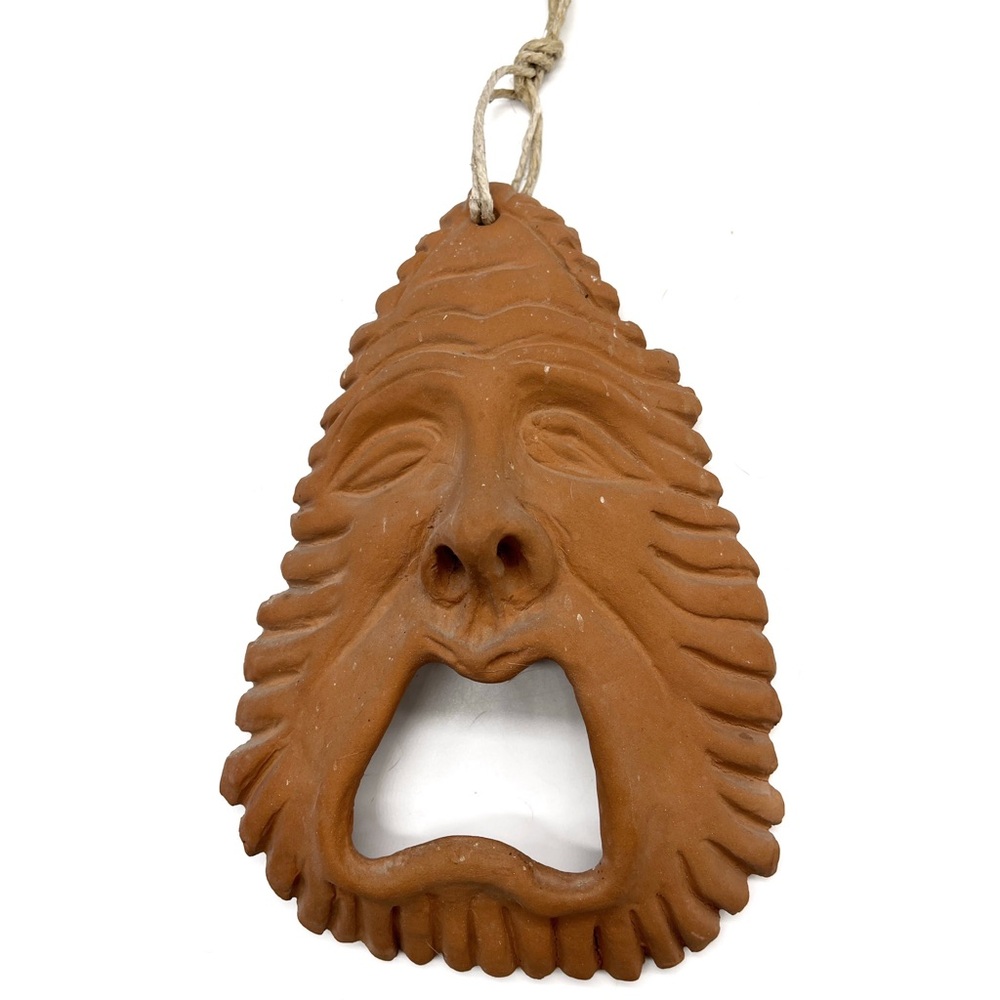 Vintage Handmade Terracotta Clay Mask Wand Decor Germany